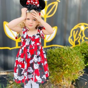 SALE New York Couture Handmade Disney Mickey Mouse Pinafore Girls Dress